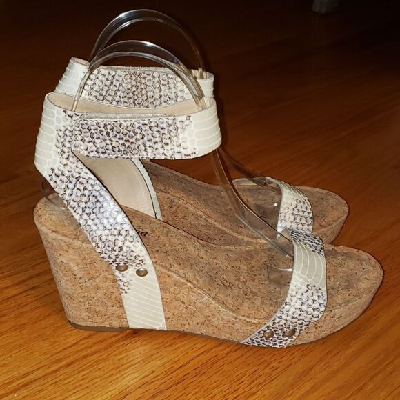 Lucky Brand Snakeskin Print Leather wedges - Picture 1 of 8